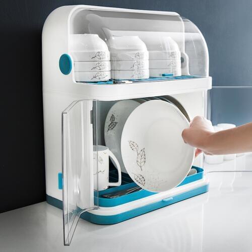 Cupboard Plastic Kitchen Drain Dish Rack With Lid Tableware Cutlery Storage Box Put Dish Rack Drip Dish Rack Rack