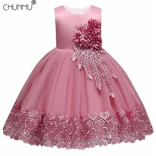 Flower Girl Dress for Girls Tutu Kids Clothing Elegent Lace Jacquard Girls Dresses for Children Princess Party Custumes