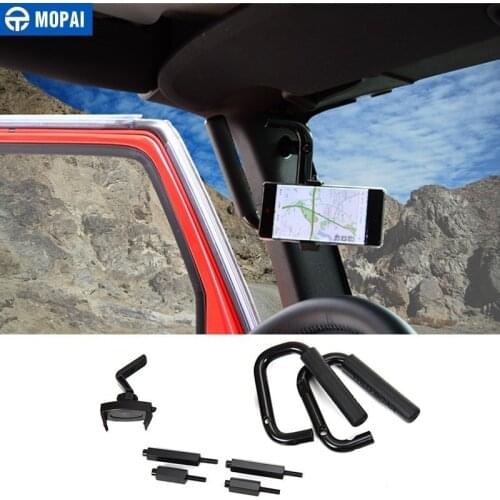 MOPAI Armrests for Jeep Wrangler JK 2007 Up Car Front Grab Handle With Mobile Phone Holder Kit for Jeep Wrangler Car Accessories