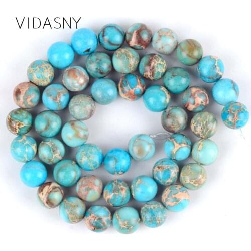Natural Lake Blue Sea Sediment Round Stone Beads For Jewelry Making Diy Bracelet Jewelry Accessories 4mm-12mm Loose Beads 15inch