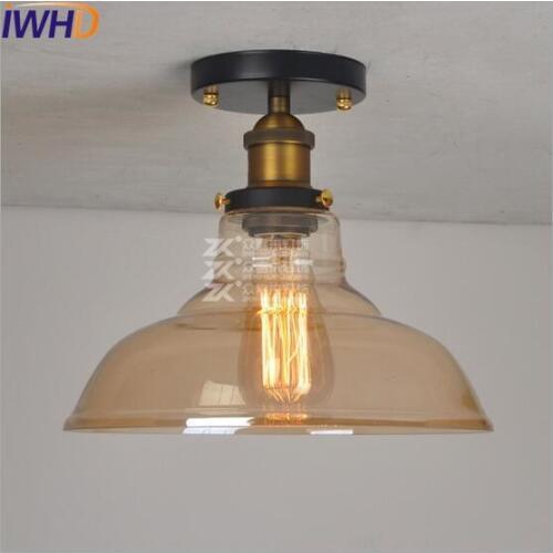 IWHD Glass Loft Industrial Edison Ceiling Light Fixtures LED Living Room Lights Plafondlamp Retro Vintage Ceiling Lamp