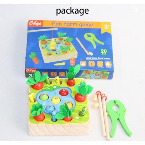 Pulling Carrots Fishing Catching Bugs One-Year-Old Baby Puzzle Early Education 1-3 Years Old Two-Year-Old Children Magnetic Toys