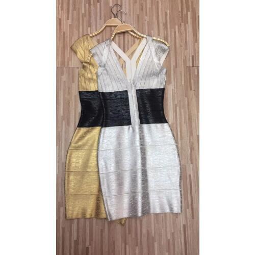 Evening Party Club Elegant Dress 2018 Women Dress Vestidos De Festa Sexy Gold Sliver Foil Sleeveless Bodycon Bandage Dresses