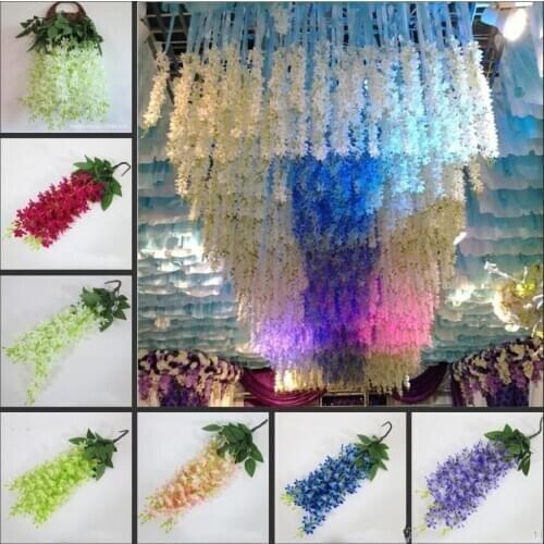 Upscale Elegant Artificial Silk Flower Wisteria Vine Rattan For Wedding Centerpieces Decorations Bouquet Garland Home Ornament