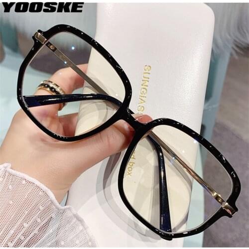 YOOSKE TR90 Anti Blue Light Eyeglasses Frames Women Men Gradient Retro Crystal Glasses Frame Optical Clear Decorative Spectacle