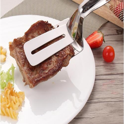 1PCS Stainless steel steak clips home pancakes fried fish shovel hand grab cake shovel food pizza clip