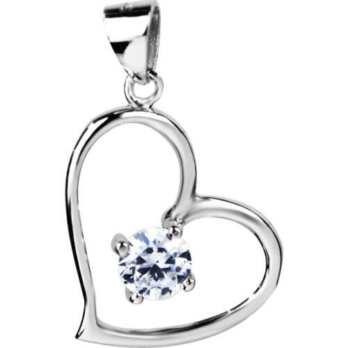 925 Sterling Silver Heart Pendant Beauty Love Heart Crystal Necklaces Pendant Jewelry Colier Femme Gifts GND0223