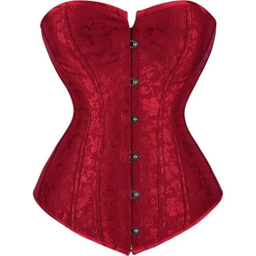 Women Vintage Floral Corset Sexy Satin Corset Bustier Lingerie Waist Cincher Bodyshaper Costume Gothic Corsets Top Plus size