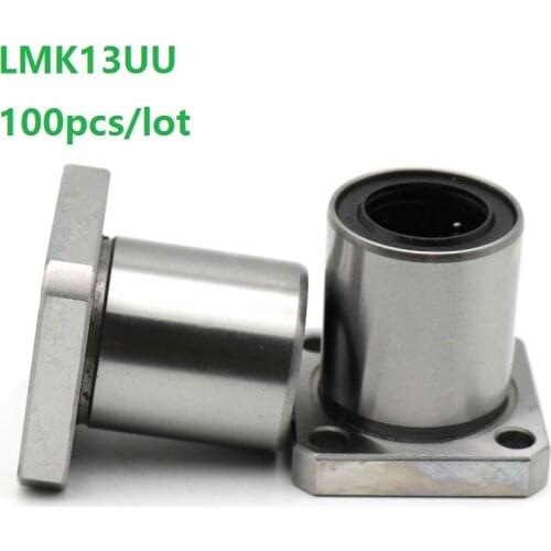 100pcs/lot LMK13UU LMK13 Square Flange Linear Bushing linear Bearing flange linear ball bearing for linear shaft CNC 3D printer