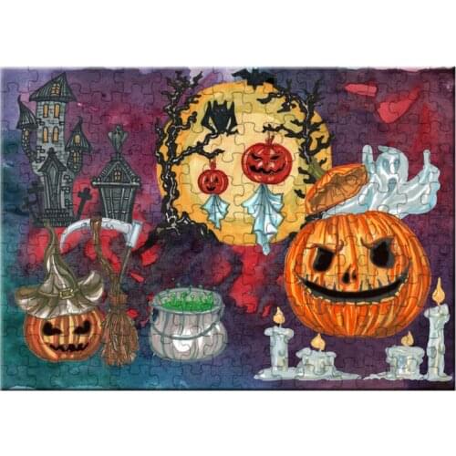 1000 Pieces Jigsaw Puzzle Halloween Castle Pumpkin Puzzle Wooden Paper Puzzles Christmas Gifts Bedroom Decoration