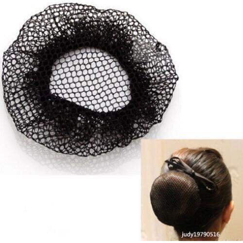 2000 PCS Horse Show Pinup Dressage Crew Burlesque Plain Bun Cover Bow Hair Snood Net Black Color