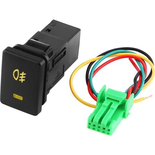 DC 12V 4 Wire Car Foglight Switch With 20cm Cable Yellow Indicator Fog Light On-Off Button Car Lights Accessory For Toyota Camry