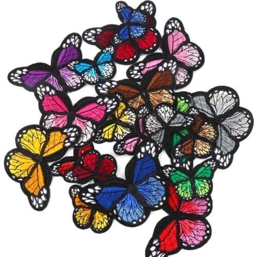 Mix Multicolor Butterfly Embroidery Fabric Appliqued Sewing Patches Garment Accessory Decoration Badge Stickers 5-10pcs