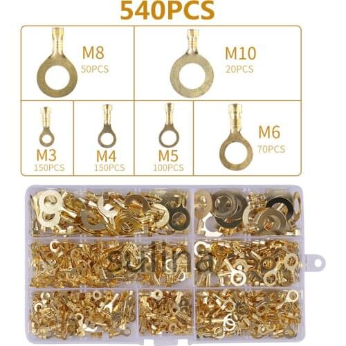 540pcs M3-M10 Electrical Wire Crimp Terminals Connerctors Non-Insulated Ring Lugs Cable Connector Crimper Plier Tools Set