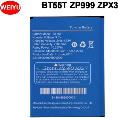 10pcs/lot 2700mAh BT55T ZP999 battery for ZOPO 999 X3 ZP999 ZPX3 Batterie Bateria Batterij Accumulator AKKU