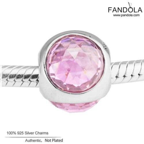 Authentic 925 Sterling Silver Charm Radiant Droplet Pink CZ Beads for Jewelry Making Fit Original Charms Bracelet Berloque