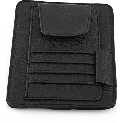 Car Sun Visor Organizer Bill Pen Card Holder CD Organizer Storage Box Sunglasses Clip PU Leather Stowing Tidying Car Accessories