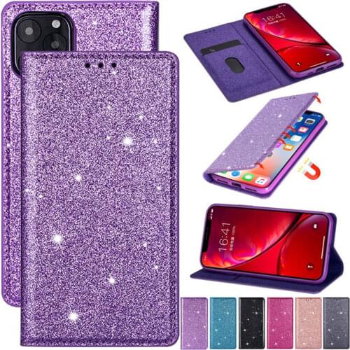 Bling Glitter Women Wallet Case For 11 Pro Max X XR XS Ultra-Thin PU Leather Flip Stand Case For iPhone 7 8 6 6s Plus 5 5S Cover