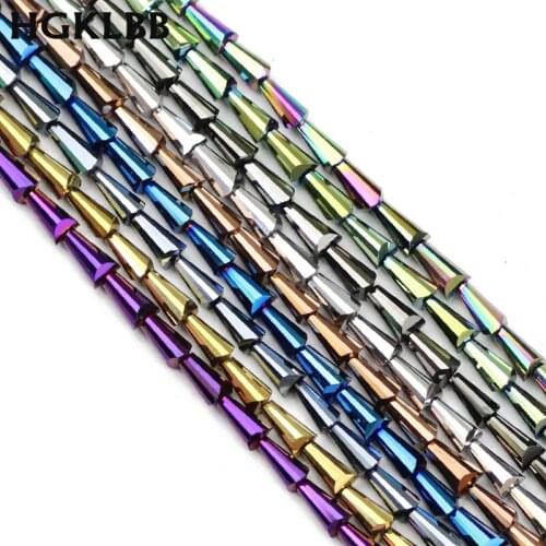 HGKLBB 98pcs Tower shape Austrian crystal beads 3*6mm Plating Color conical loose Spacer beads For Jewelry Making bracelet DIY