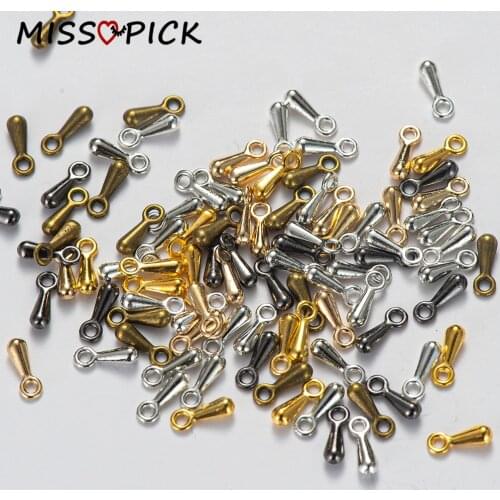 50pcs 7x2.5mm Stainless Steel Water Drop End Beads For DIY Extender Chain Pendant Jewelry Making Findings Supplies Accessories