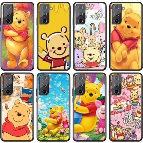 Winnie the Pooh For Samsung Galaxy S21 S20 FE S10e S10 S9 S8 S7 S6 Ultra Plus Lite 5G Edge Black Soft Phone Case