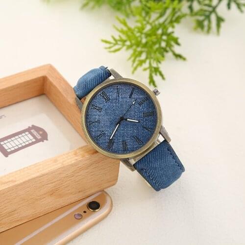 Denim leather belt watch bronze watch fashion student watch spot wholesale quartz watch