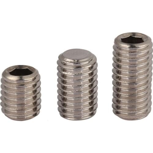 GB77 304 Stainless Steel Flat End Hexagon Set Screw Top Thread Flat Headless Screw M3-M6 20Pcs