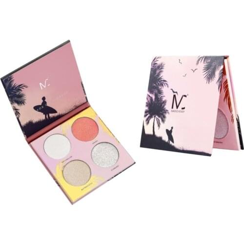 Highlighters Make Up for Women Cosmetics Face Powder Pallet 4 Color Illuminator Eyeshadows Blush Contour Palletes Shimmer Shine