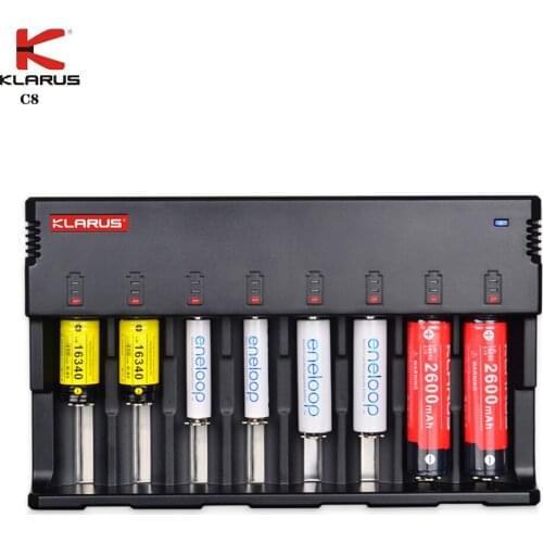 KLARUS C8 Charger First eight cell multi-function charger LCD Screen Display Battery Recharge for 26650 22650 18650 18490 etc