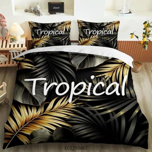 BailiPromise summer vacation Tropical plants bedding set bedroom 3D Print Pillowcase Soft Duvet Cover home Queen King 2/3pcs