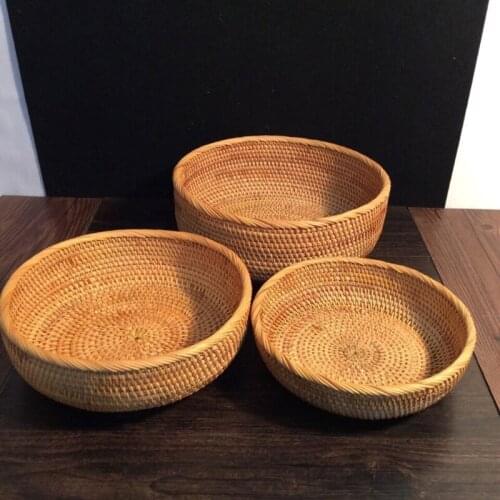 Round Wicker Basket Fruit Vegetables Handmade Baskets Wicker Bread Baskets Bread Serving Basket Food Serving Baskets