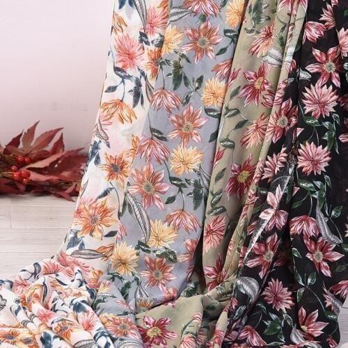 Twisting chiffon dress material floral dropping 75D breathable scarf blouse cosplay DIY craft fabric 1 yard
