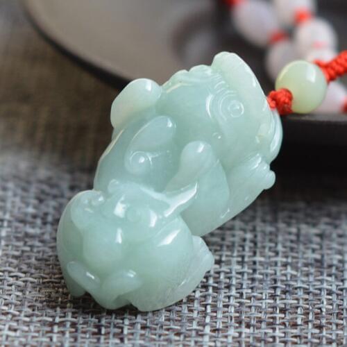 Natural Burmese jade pendant Jadeite A Grade Jade Stone Pendant Necklace Carved mascot Wealth Gift for women Mens Jade Jewelry