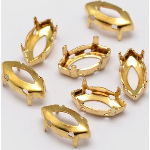 Brass Rhinestone Claw Settings For Marquise Horse Eye Rhinestone Cabochons for Jewelry Making DIY Findings