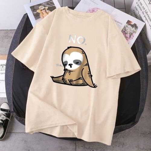 Sloth Say No Tshirts Outdoor 2021 Elegant Womens T Shirts Short Sleeve Vintage Tops Tees Funny Clothing Ladies Camiaetas