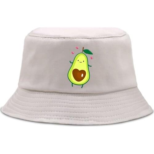 Summer Kawaii Cartoon Avocado Print bucket hat women Men Panama Bucket Cap The Design Flat Visor Anime Fisherman Hat