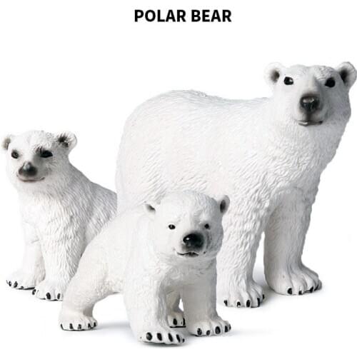 Top Selling Original Wild Animals Polar Bear Famliy Model Action Figure Figurines Miniature Collection Toys For Kids