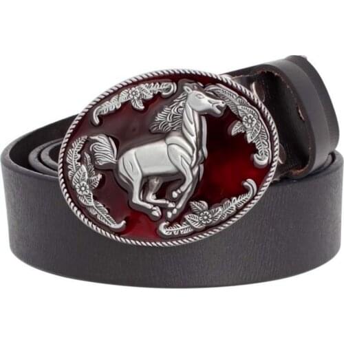 Fashion Mens belt Genuine Leather horse pattern belt horse racing cowhide leather belt horse totem belt gift for men