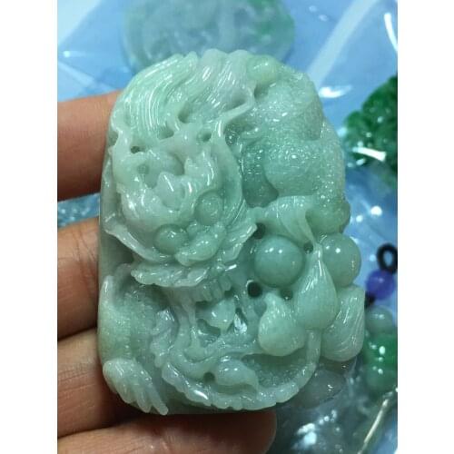 Natural 7A Myanmar jade double Hand-Carved jade dragon green jade pendant jade necklace women men pendants jade jewelry
