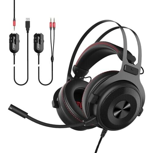 Ajazz The one Over-Ear Headphone 7.1 Surrond Sound Gaming Headset with Soft Ear Pad Multifunction In-Line Control 53mm Driver