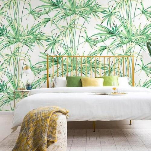 Banana leaf tropical rainforest green plants living room bedroom modern minimalist non-woven wallpaper 5.3 square rolls