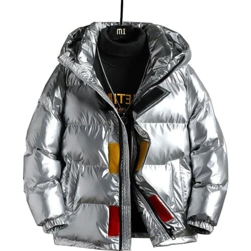 2021 New Mens Winter Warm Duck Down Jacket Lined Thick Thermal Puffy Coat With Hood Fashion Shinny Parkas Windbreaker Big Size