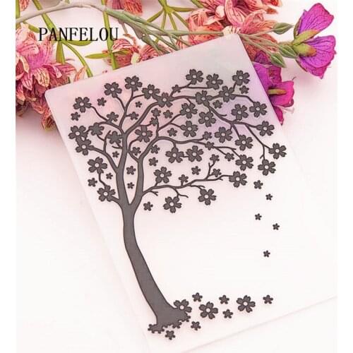 NEW Flowers in the tree Embossing folders Plastic For Scrapbooking DIY Template Fondant Cake Photo Album Easter Card Making