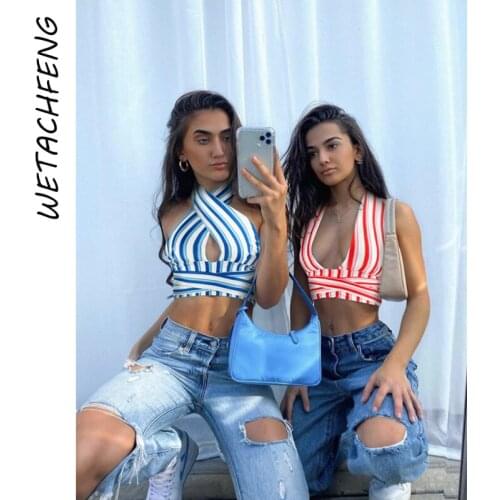 Sexy Womens Tube Top Red Striped Corset Summer Backless Short Crop Tops Tank Camis 2021 Fashion Streetwear Vest Female Clothes
