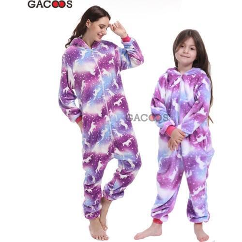 Boys Girls Pajamas Sets Kigurumi Panda Unicorn Pajamas For Women Onesie Adults Animal Sleepwear Stitch Winter Anime Pyjamas Kids