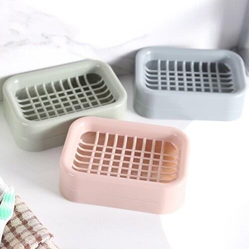2pcs Grid Soap Tray Soap Holder Non Slip Soap Box Toilet Shower Tray Draining Rack Bathroom Gadgets Soap Dish Tray