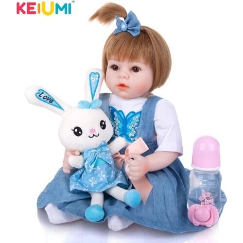 Fast Shipping KEIUMI Silicone Reborn Baby Dolls Ture To Life 18 Inch Stuffed Bebe Reborn Dolls Toy To Kids Birthday XMAX Gift