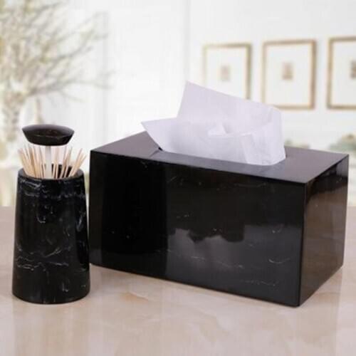 Modern Creative Tissue Box Desktop Tissue Tube Napkin Tray Drawer Tray Resin Cotton swab box-Toothpick Storage Box Home Accessor