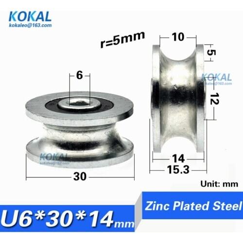 [U0630-14] 10PCS U/V Groove Sealed Ball Bearing Chrome Steel Guide Track Roller Bearing U626 Embroidery Machine Bearing 6*30*14
