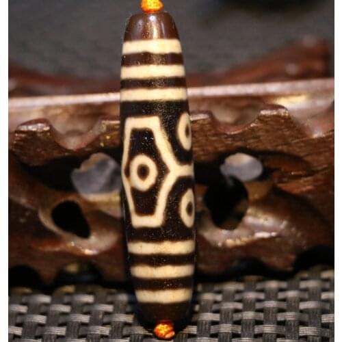 Treasure Unique Magic Tibetan Old Agate Kingkong 6 Eye 6 Line Symbol dZi Bead Amulet Pendant Timestown UPD0205A